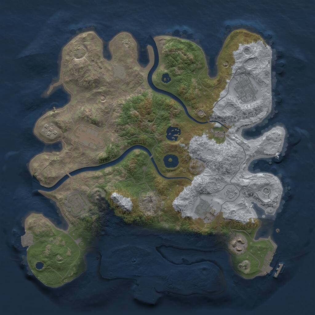 Rust Map: Procedural Map, Size: 3250, Seed: 1593156290, 13 Monuments