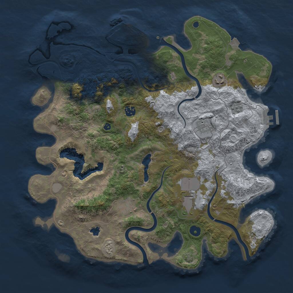 Rust Map: Procedural Map, Size: 4050, Seed: 1368793436, 12 Monuments
