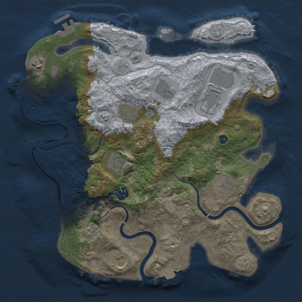 Rust Map: Procedural Map, Size: 3500, Seed: 52719, 15 Monuments