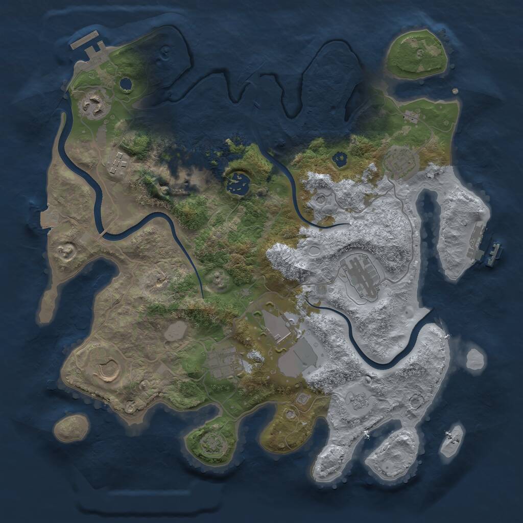 Rust Map: Procedural Map, Size: 3500, Seed: 744194014, 15 Monuments