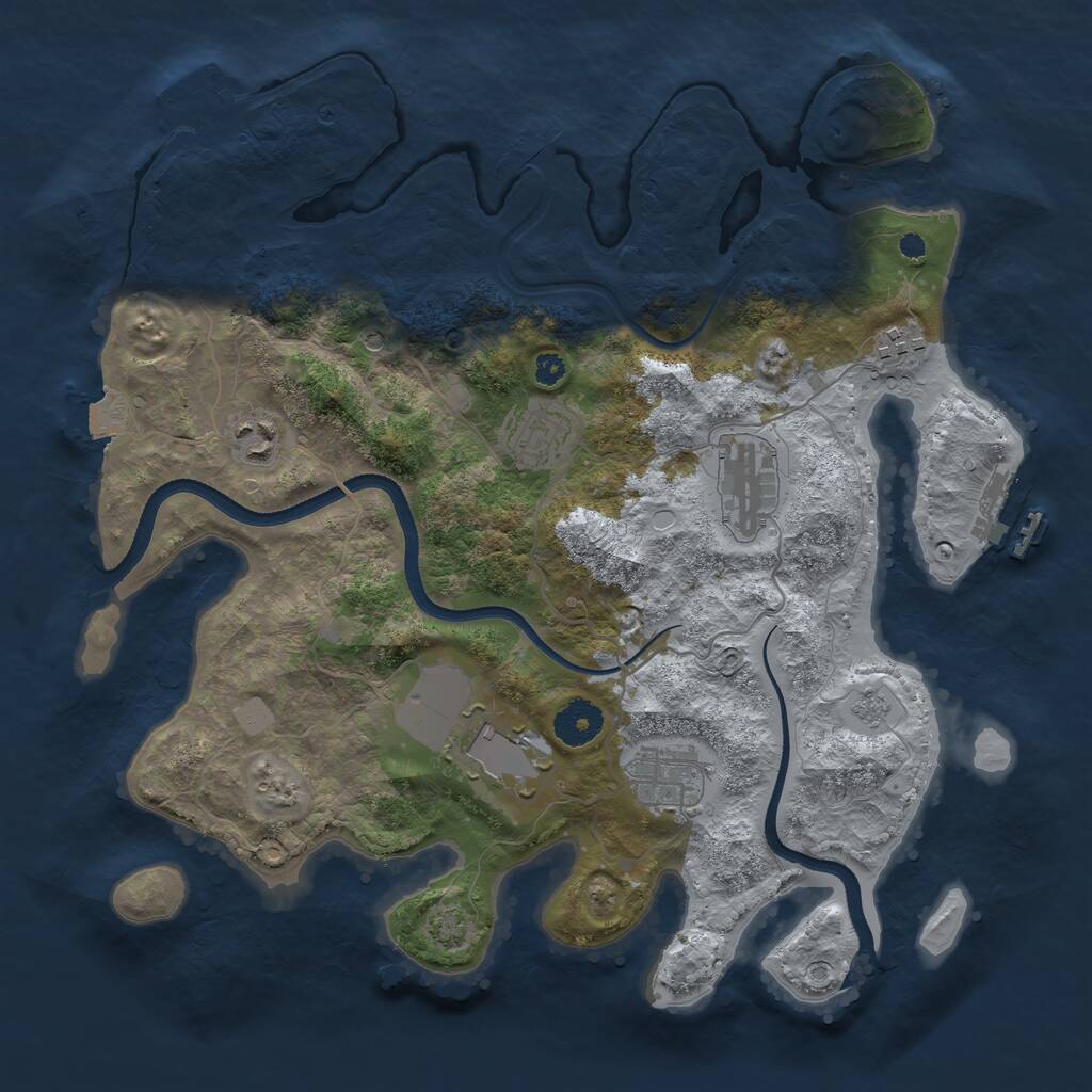 Rust Map: Procedural Map, Size: 3500, Seed: 744194014, 12 Monuments