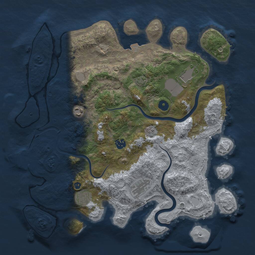 Rust Map: Procedural Map, Size: 3700, Seed: 609181877, 11 Monuments