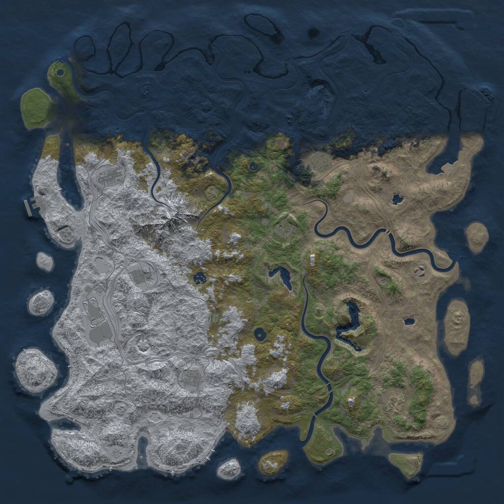 Rust Map: Procedural Map, Size: 6000, Seed: 245892447, 16 Monuments