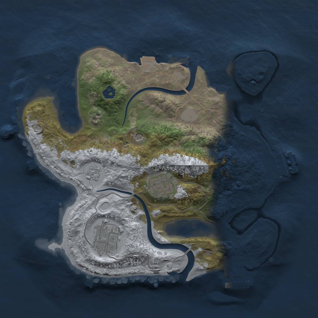 Rust Map: Procedural Map, Size: 2500, Seed: 233124, 7 Monuments