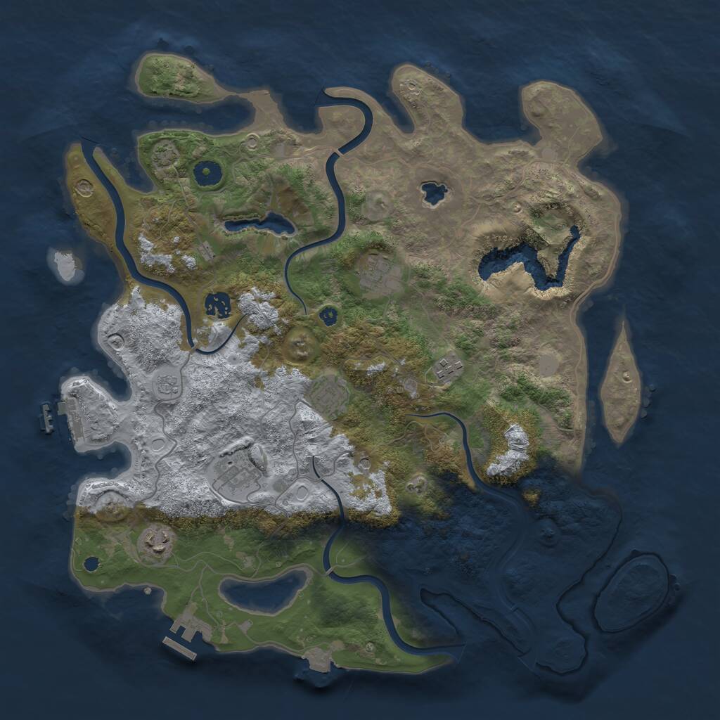 Rust Map: Procedural Map, Size: 4000, Seed: 1220846107, 12 Monuments