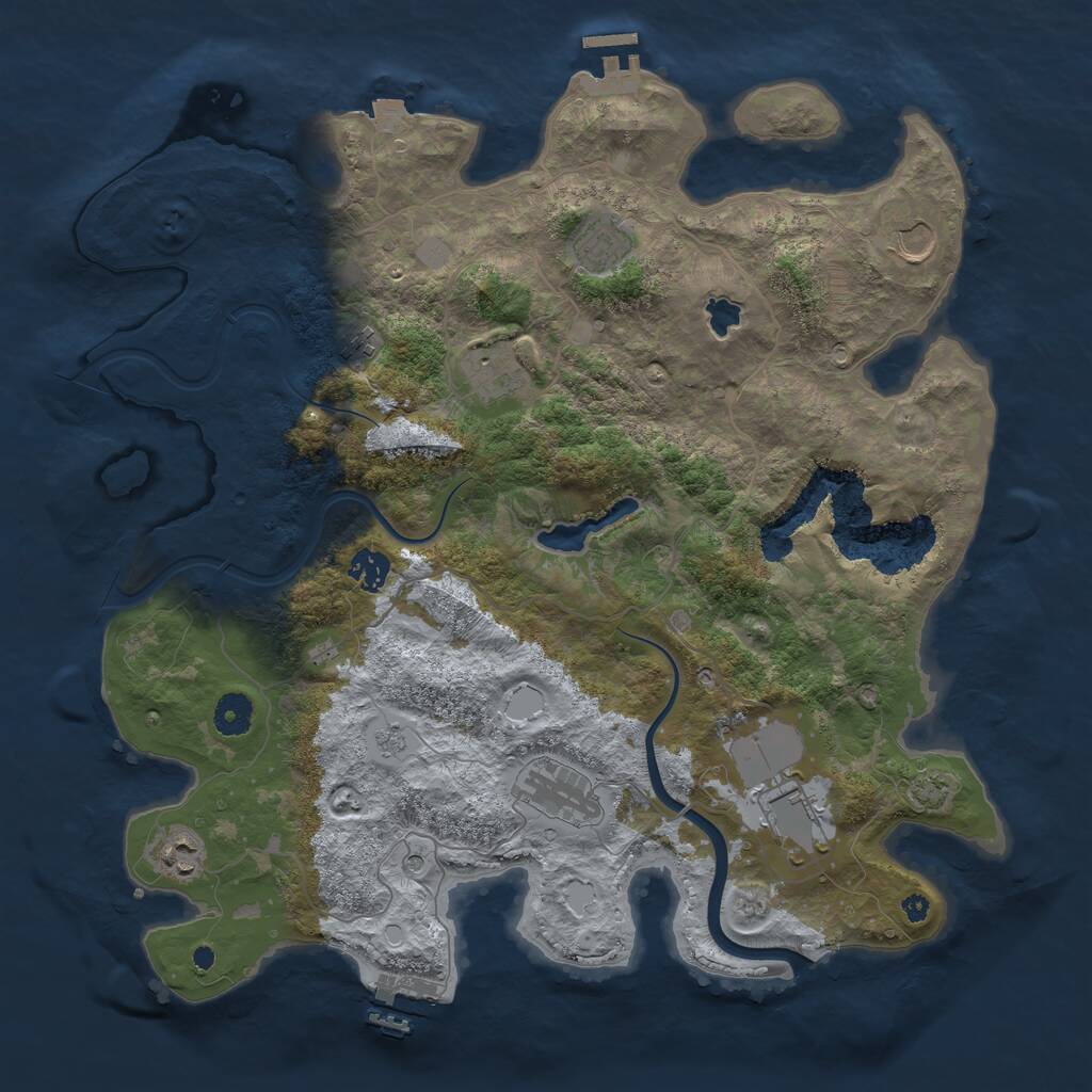 Rust Map: Procedural Map, Size: 4000, Seed: 1234675645, 14 Monuments