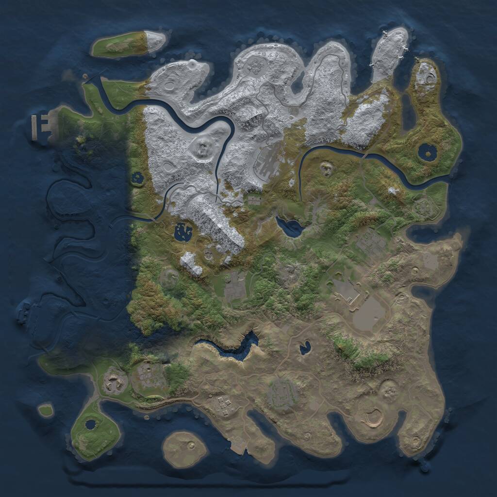 Rust Map: Procedural Map, Size: 4000, Seed: 1197308427, 16 Monuments