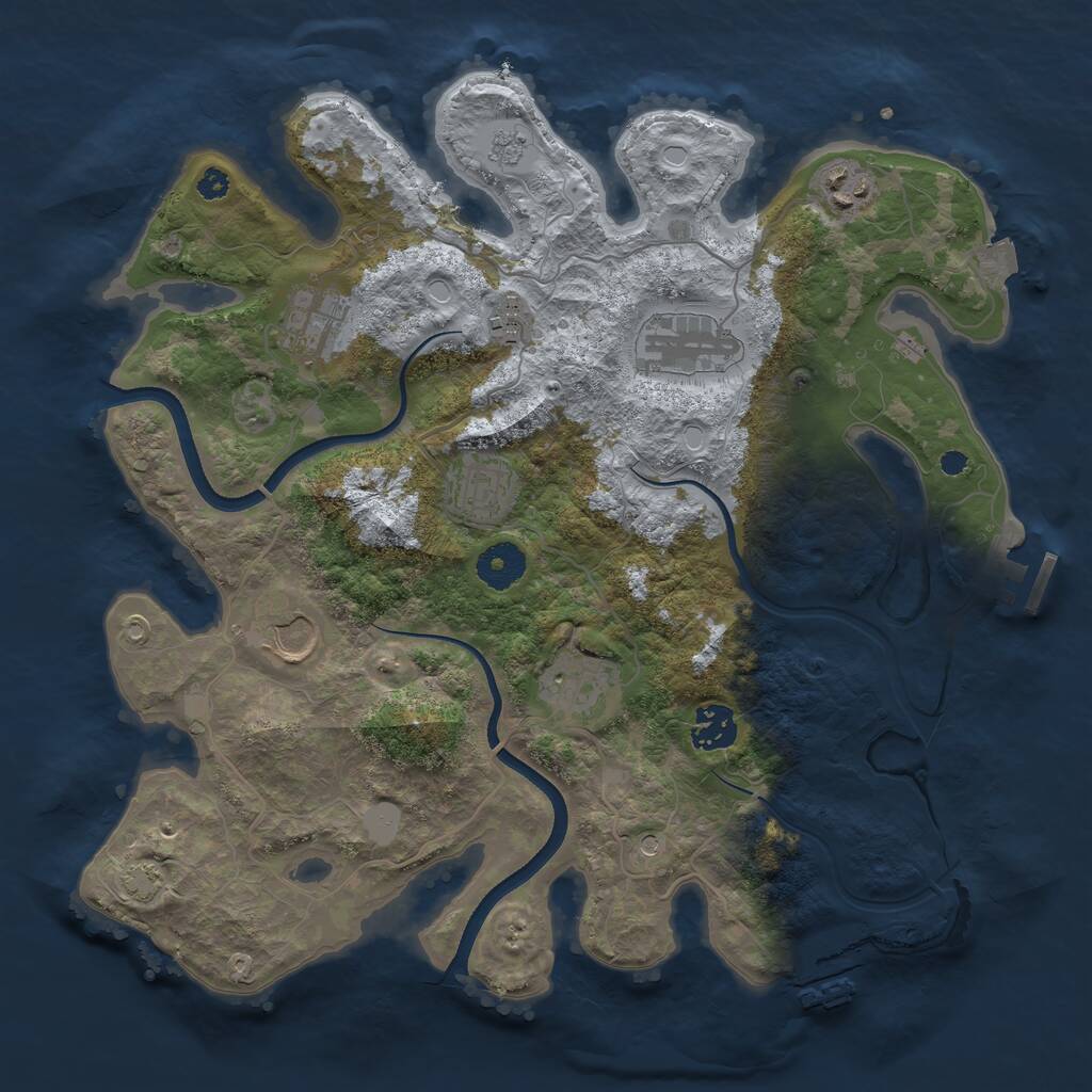 Rust Map: Procedural Map, Size: 3500, Seed: 1850529176, 14 Monuments