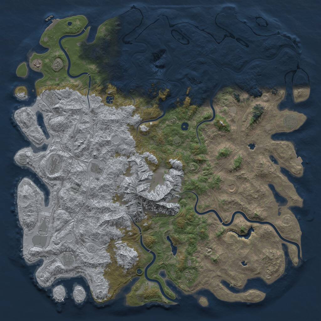 Rust Map: Procedural Map, Size: 6000, Seed: 1264390015, 17 Monuments