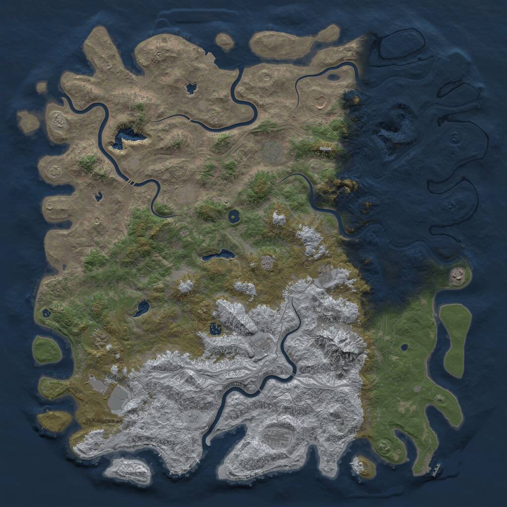 Rust Map: Procedural Map, Size: 6000, Seed: 674238023, 17 Monuments