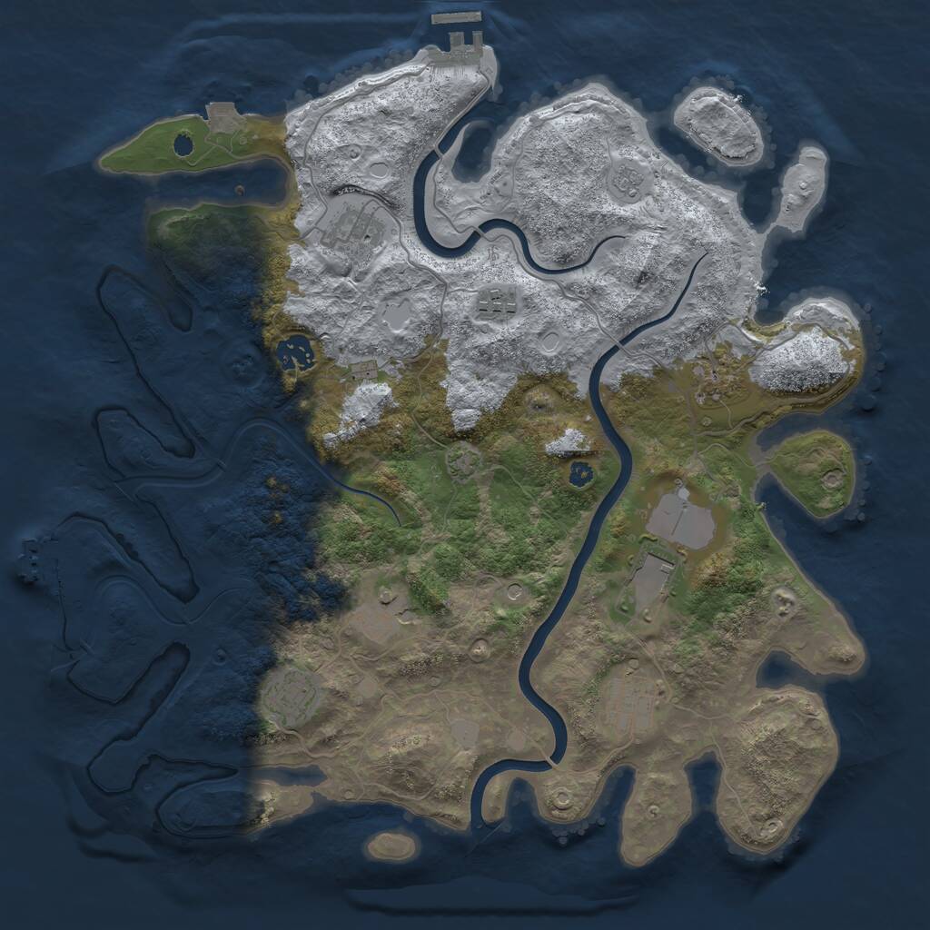 Rust Map: Procedural Map, Size: 3750, Seed: 1360456535, 14 Monuments