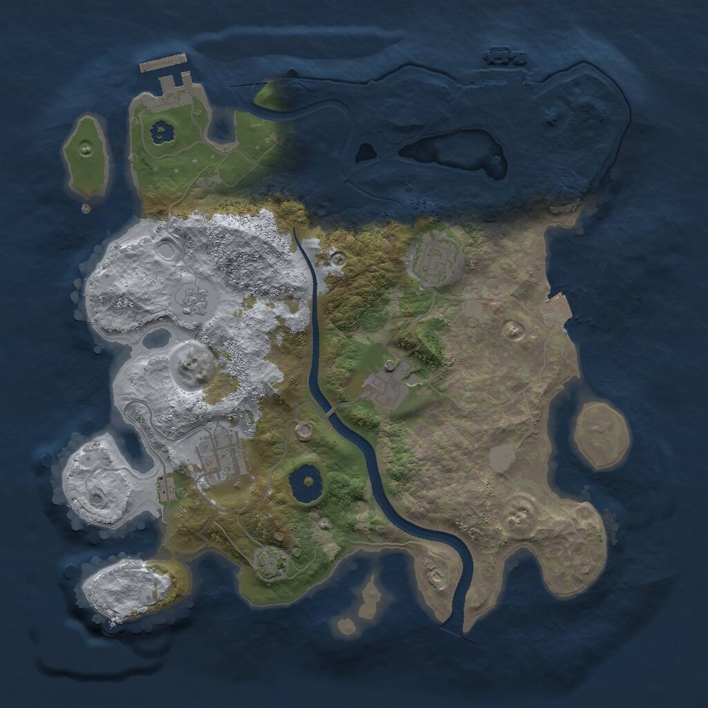 Rust Map: Procedural Map, Size: 3000, Seed: 16377, 8 Monuments