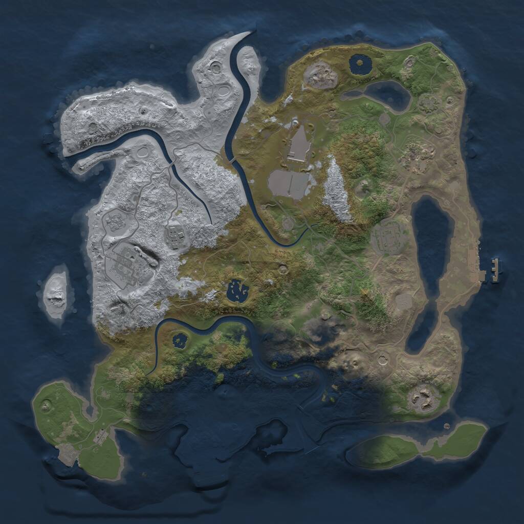 Rust Map: Procedural Map, Size: 3500, Seed: 116647553, 14 Monuments