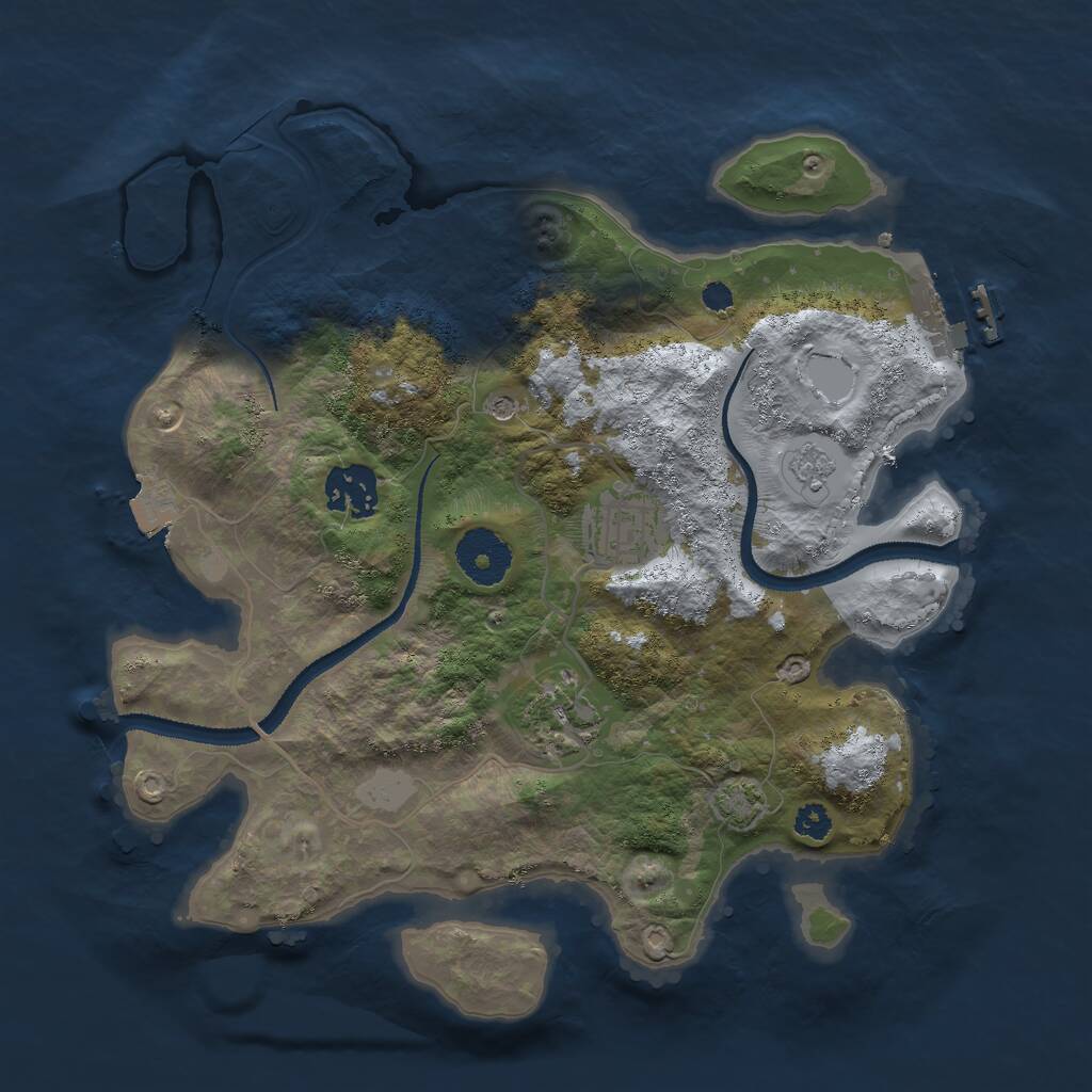 Rust Map: Procedural Map, Size: 3000, Seed: 2056119159, 8 Monuments