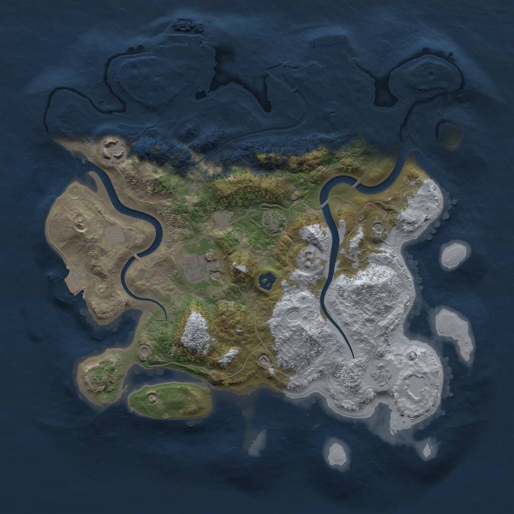Rust Map: Procedural Map, Size: 3000, Seed: 572716276, 8 Monuments