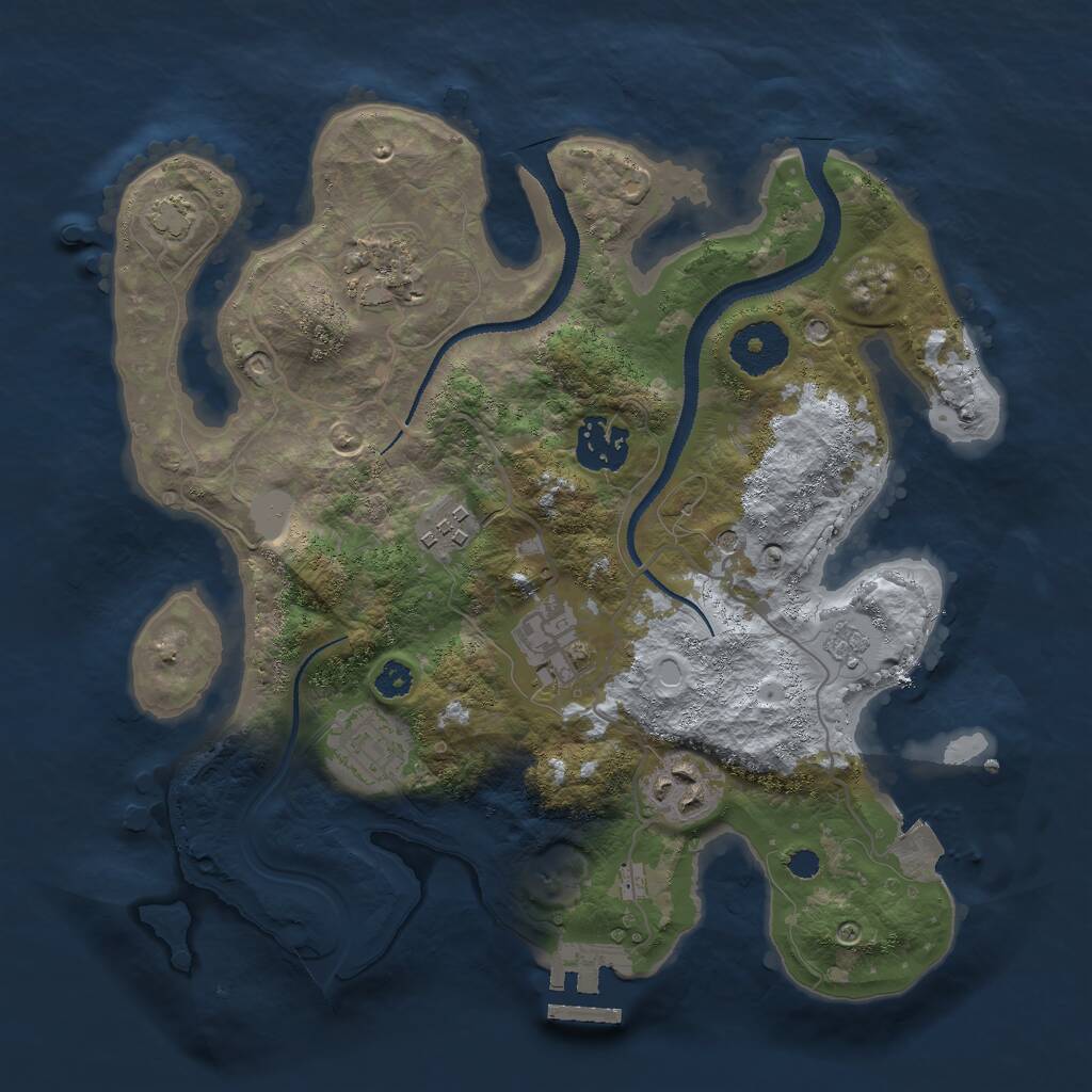 Rust Map: Procedural Map, Size: 3000, Seed: 6052025, 11 Monuments