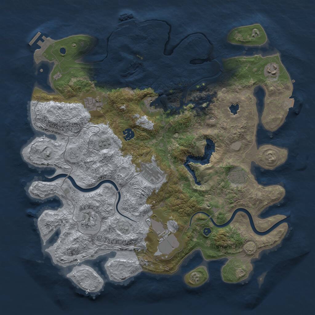 Rust Map: Procedural Map, Size: 4000, Seed: 5463, 15 Monuments