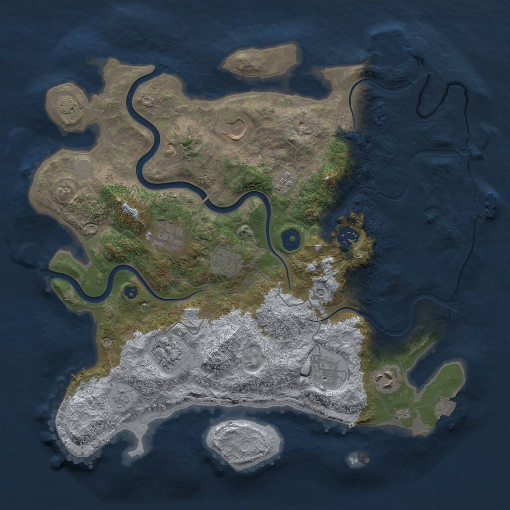 Rust Map: Procedural Map, Size: 3700, Seed: 999362172, 14 Monuments