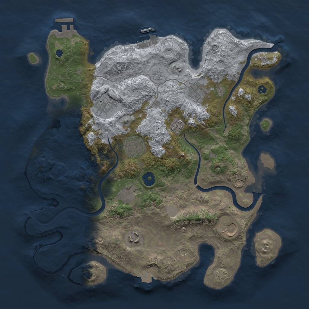 Rust Map: Procedural Map, Size: 3500, Seed: 688382508, 13 Monuments