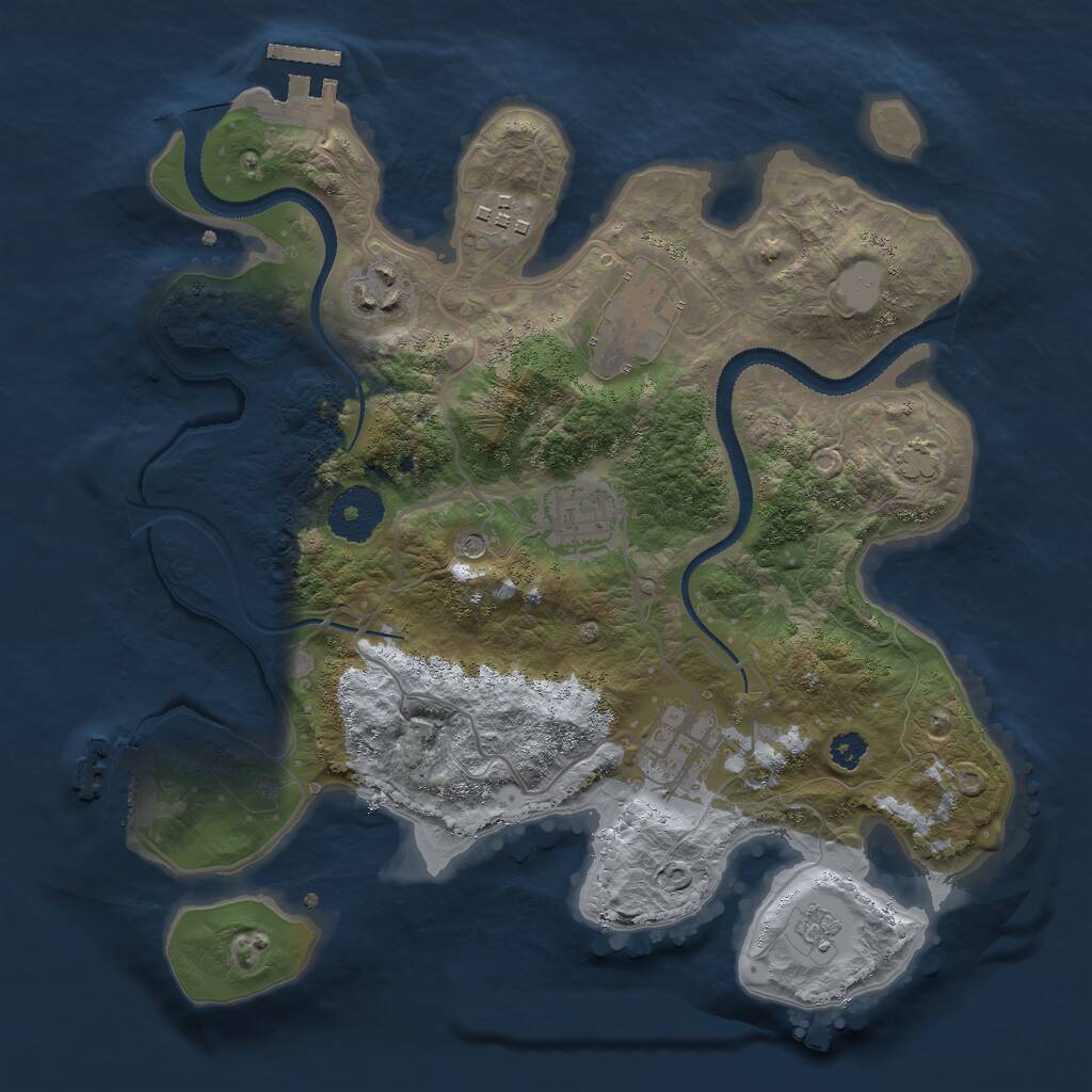 Rust Map: Procedural Map, Size: 3000, Seed: 34098, 11 Monuments
