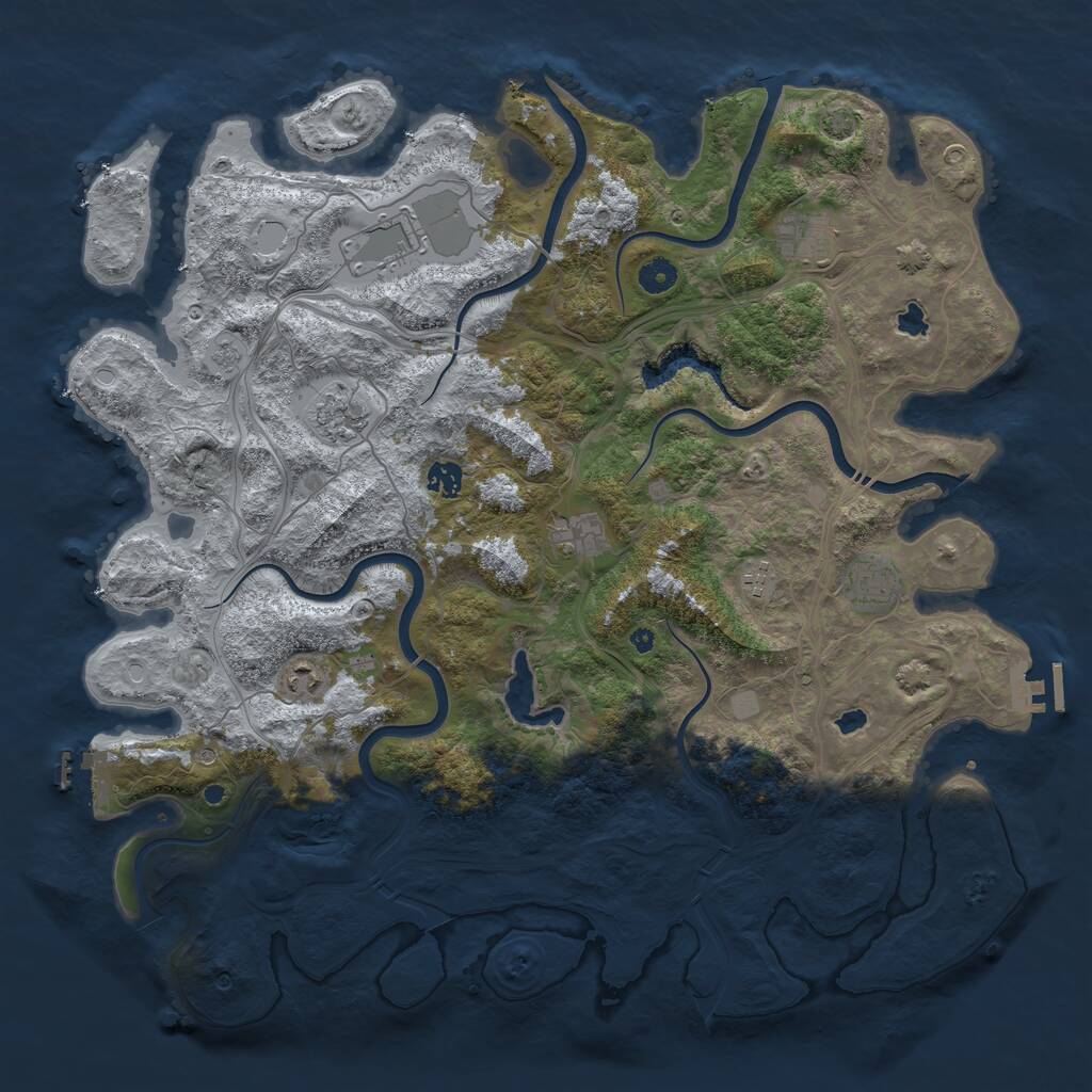 Rust Map: Procedural Map, Size: 4500, Seed: 106442995, 14 Monuments