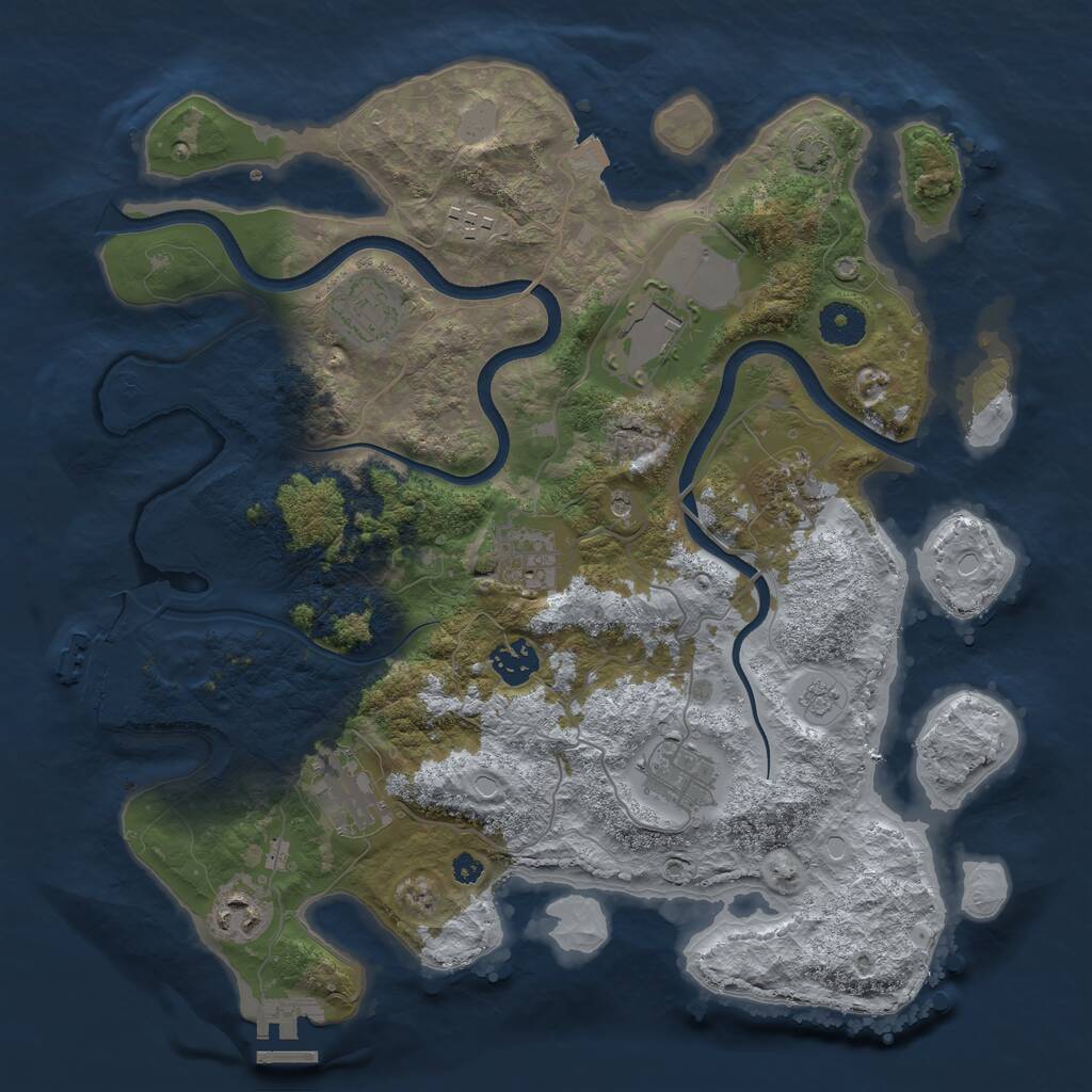 Rust Map: Procedural Map, Size: 3600, Seed: 596308, 15 Monuments