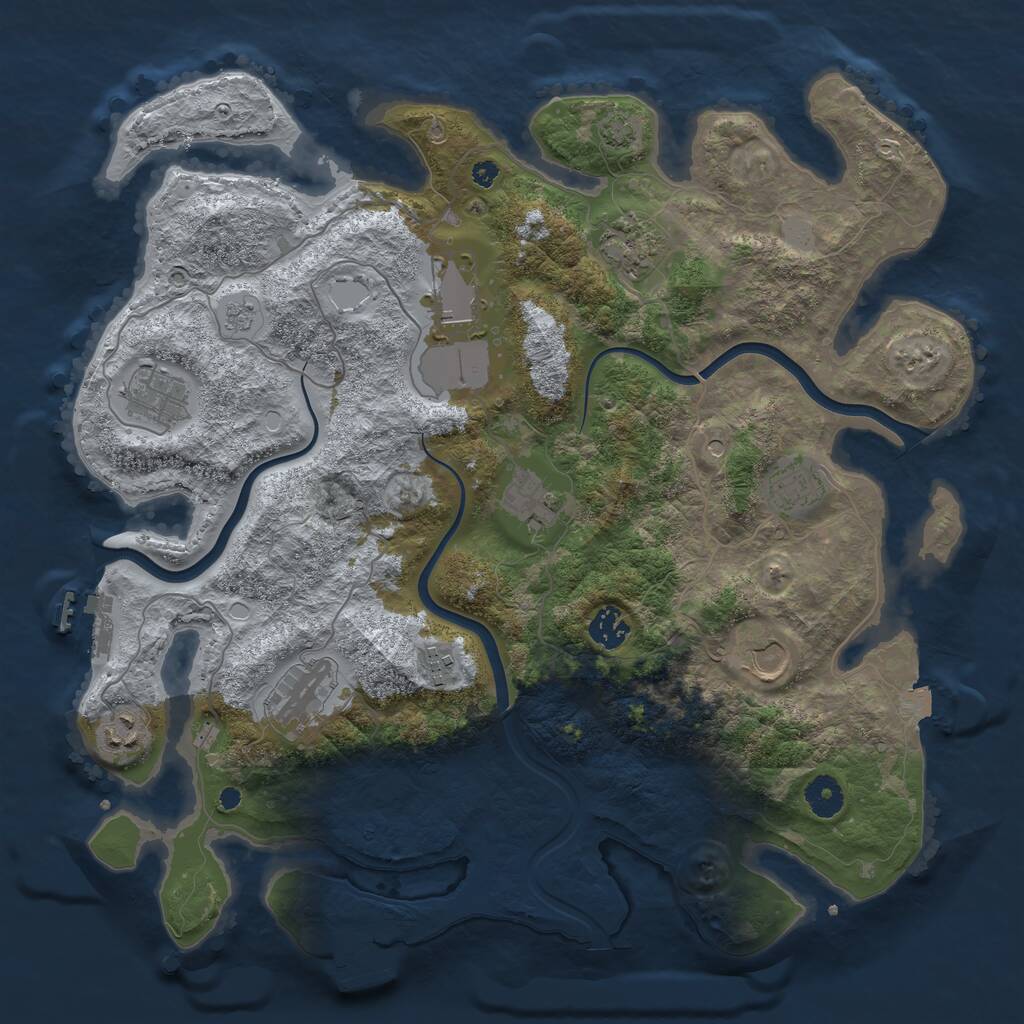 Rust Map: Procedural Map, Size: 3900, Seed: 881439893, 16 Monuments