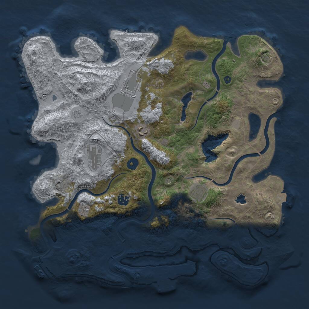 Rust Map: Procedural Map, Size: 4000, Seed: 444157452, 12 Monuments