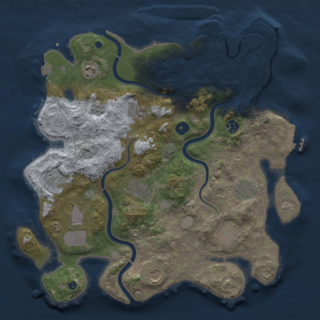 Rust Map: Procedural Map, Size: 3750, Seed: 1960903993, 16 Monuments
