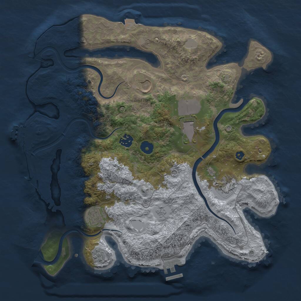 Rust Map: Procedural Map, Size: 3500, Seed: 853633394, 12 Monuments