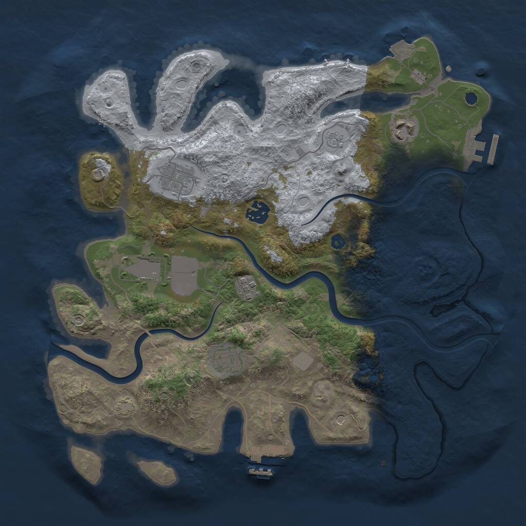 Rust Map: Procedural Map, Size: 3500, Seed: 57351, 12 Monuments
