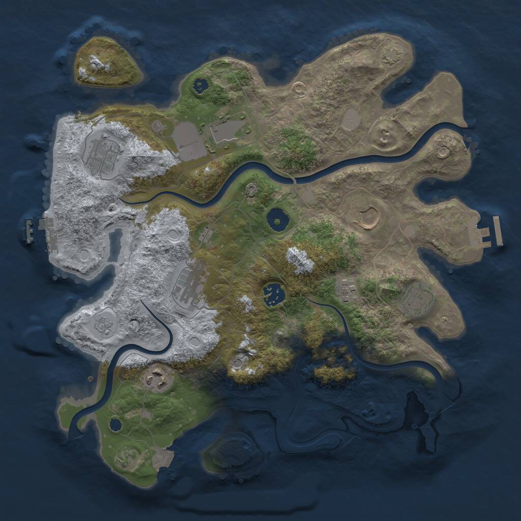 Rust Map: Procedural Map, Size: 3500, Seed: 1957543976, 14 Monuments