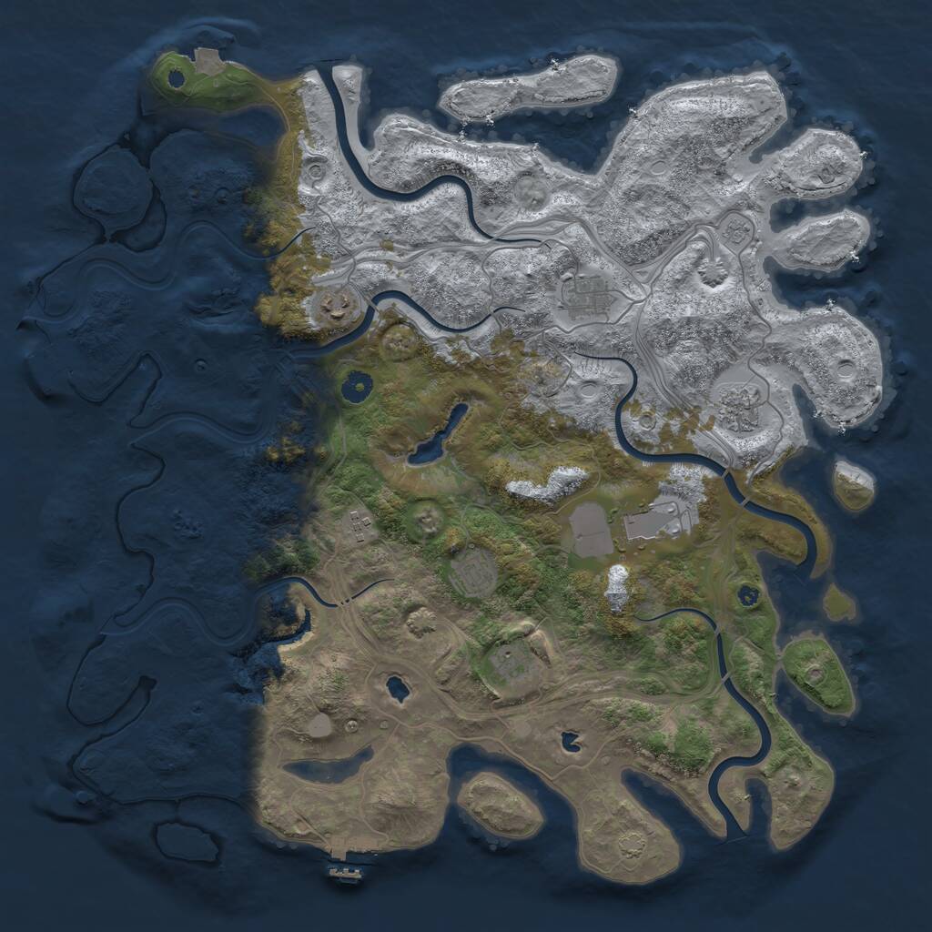 Rust Map: Procedural Map, Size: 4500, Seed: 645645627, 13 Monuments