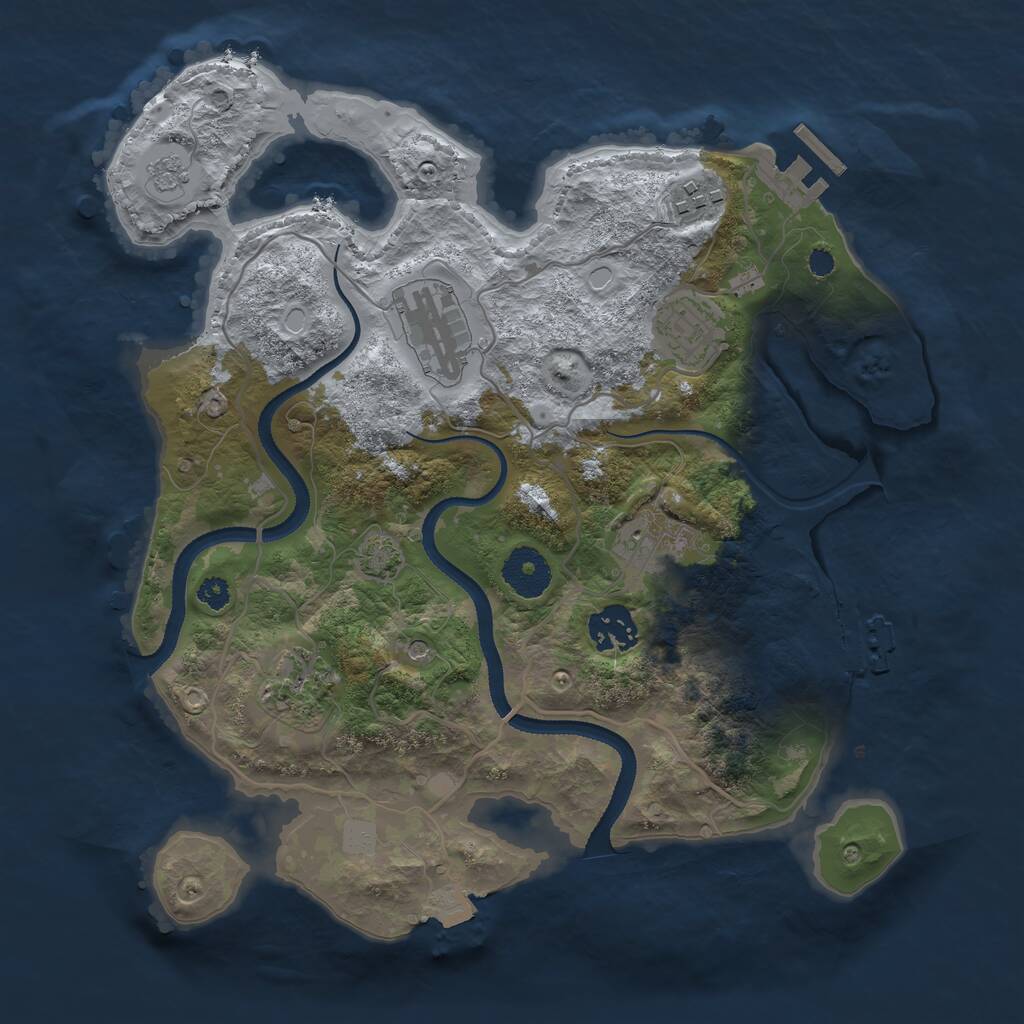 Rust Map: Procedural Map, Size: 3200, Seed: 123454321, 12 Monuments