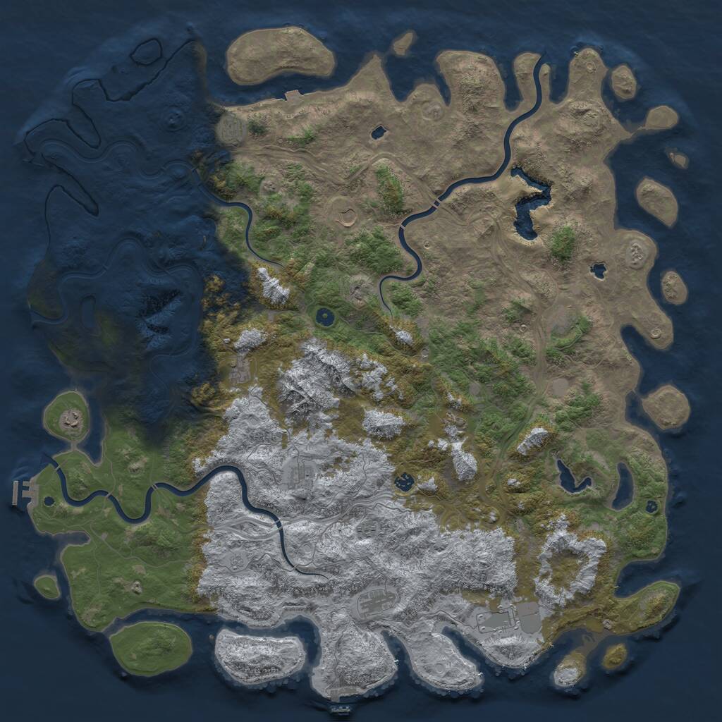 Rust Map: Procedural Map, Size: 6000, Seed: 555078407, 17 Monuments