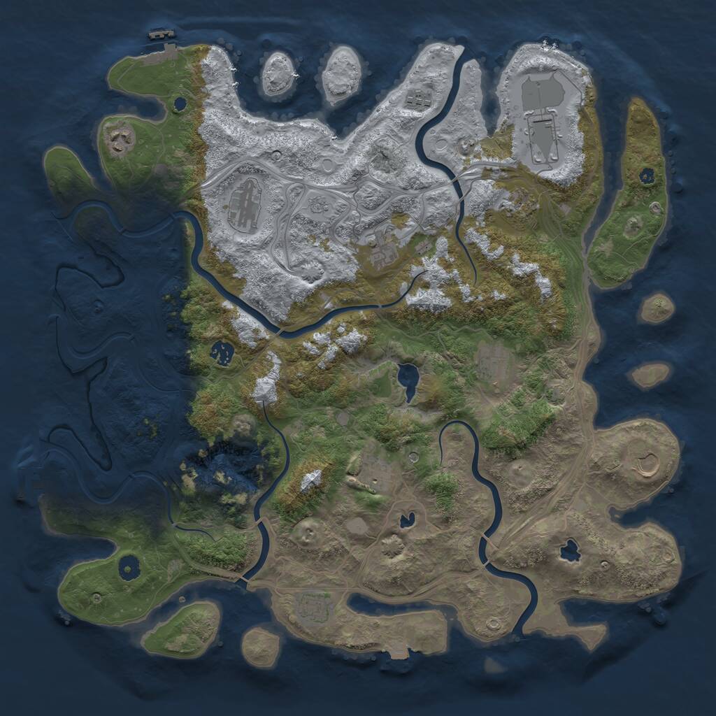 Rust Map: Procedural Map, Size: 4500, Seed: 80525, 17 Monuments