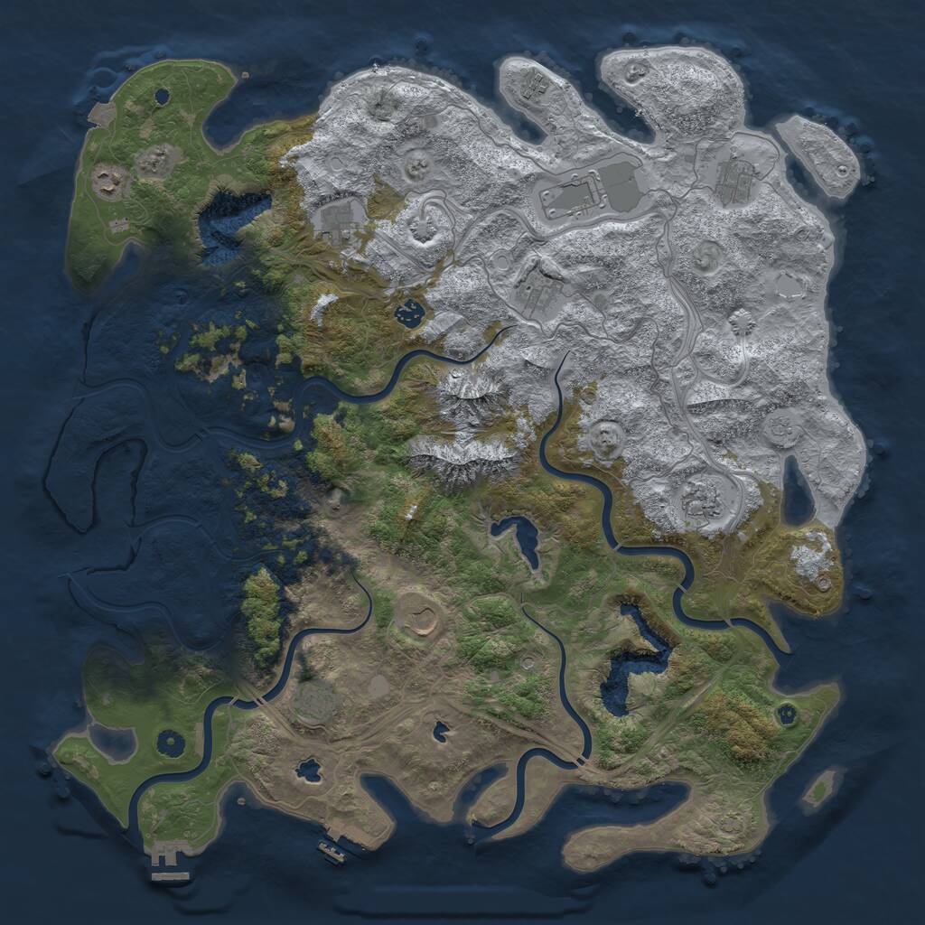 Rust Map: Procedural Map, Size: 5000, Seed: 125385, 16 Monuments