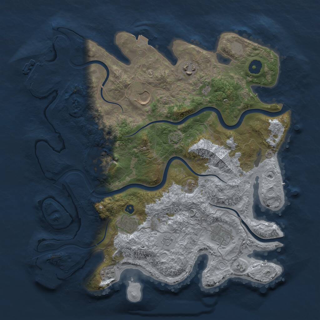 Rust Map: Procedural Map, Size: 3500, Seed: 334095, 12 Monuments