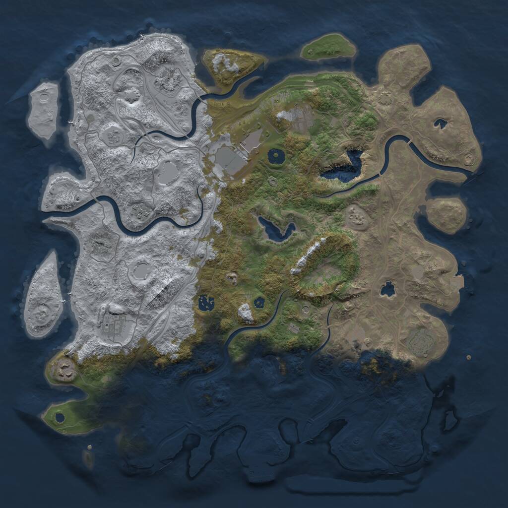 Rust Map: Procedural Map, Size: 4500, Seed: 261389617, 14 Monuments