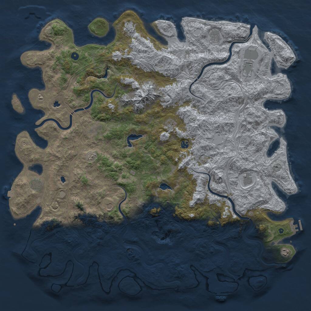 Rust Map: Procedural Map, Size: 6000, Seed: 91577320, 17 Monuments