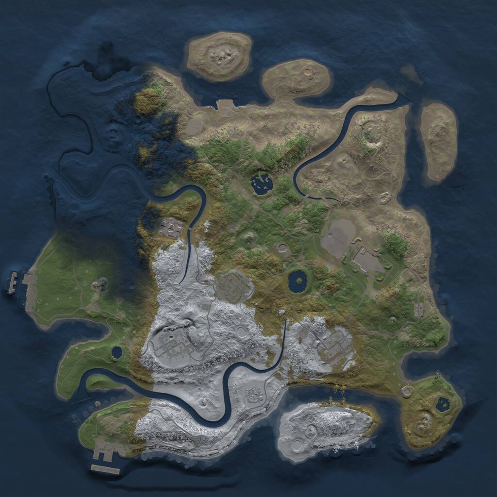 Rust Map: Procedural Map, Size: 3500, Seed: 1082340612, 12 Monuments