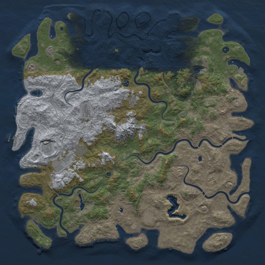 Rust Map: Procedural Map, Size: 6000, Seed: 3829, 17 Monuments