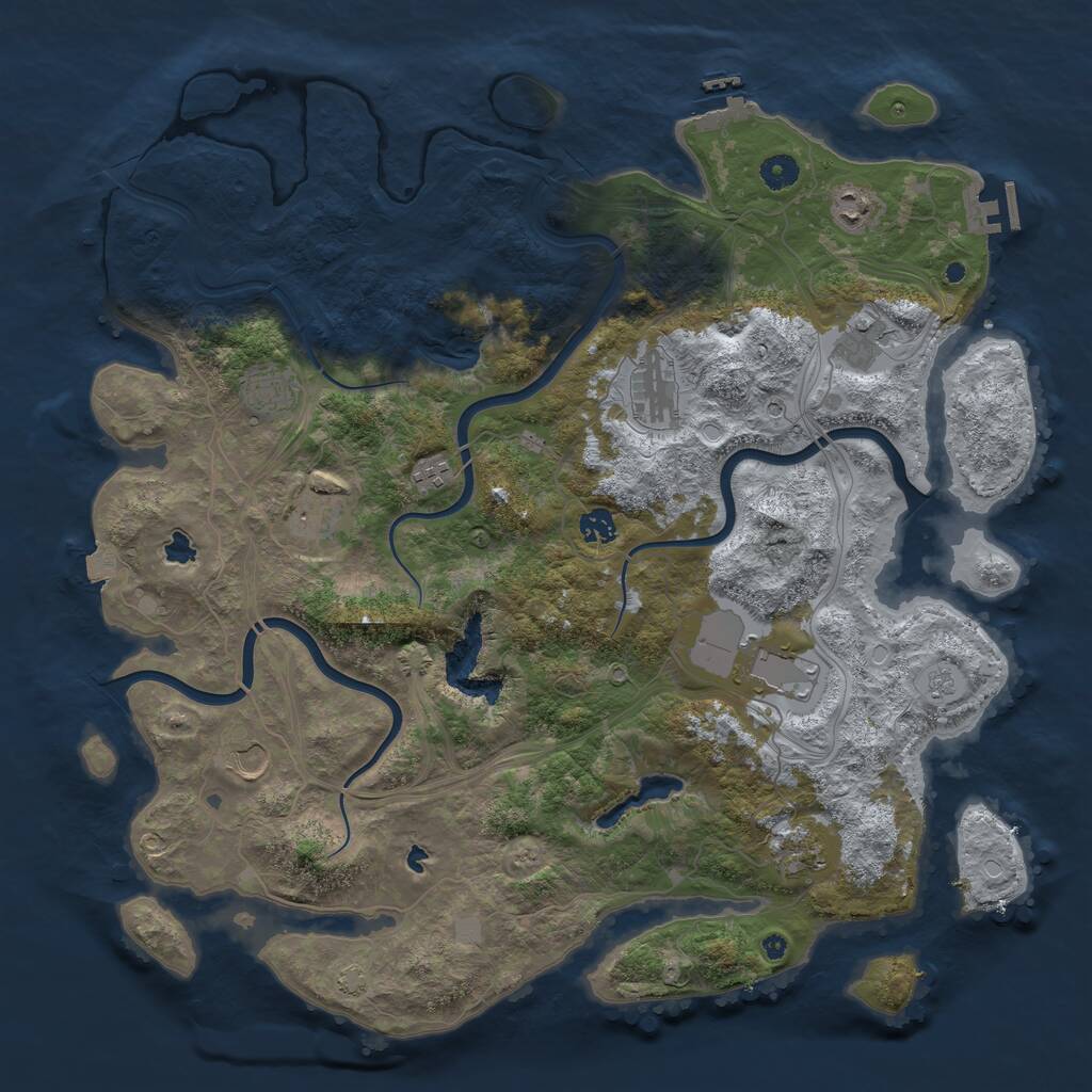 Rust Map: Procedural Map, Size: 4500, Seed: 1029025856, 16 Monuments