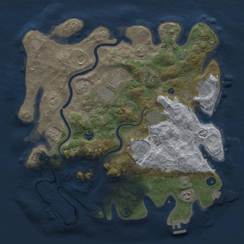 Rust Map: Procedural Map, Size: 3900, Seed: 2027915663, 15 Monuments