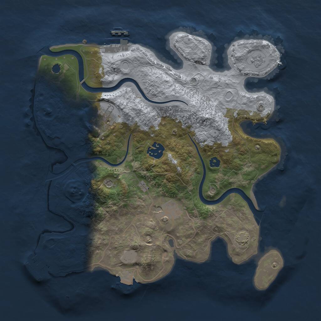 Rust Map: Procedural Map, Size: 3000, Seed: 21776, 9 Monuments