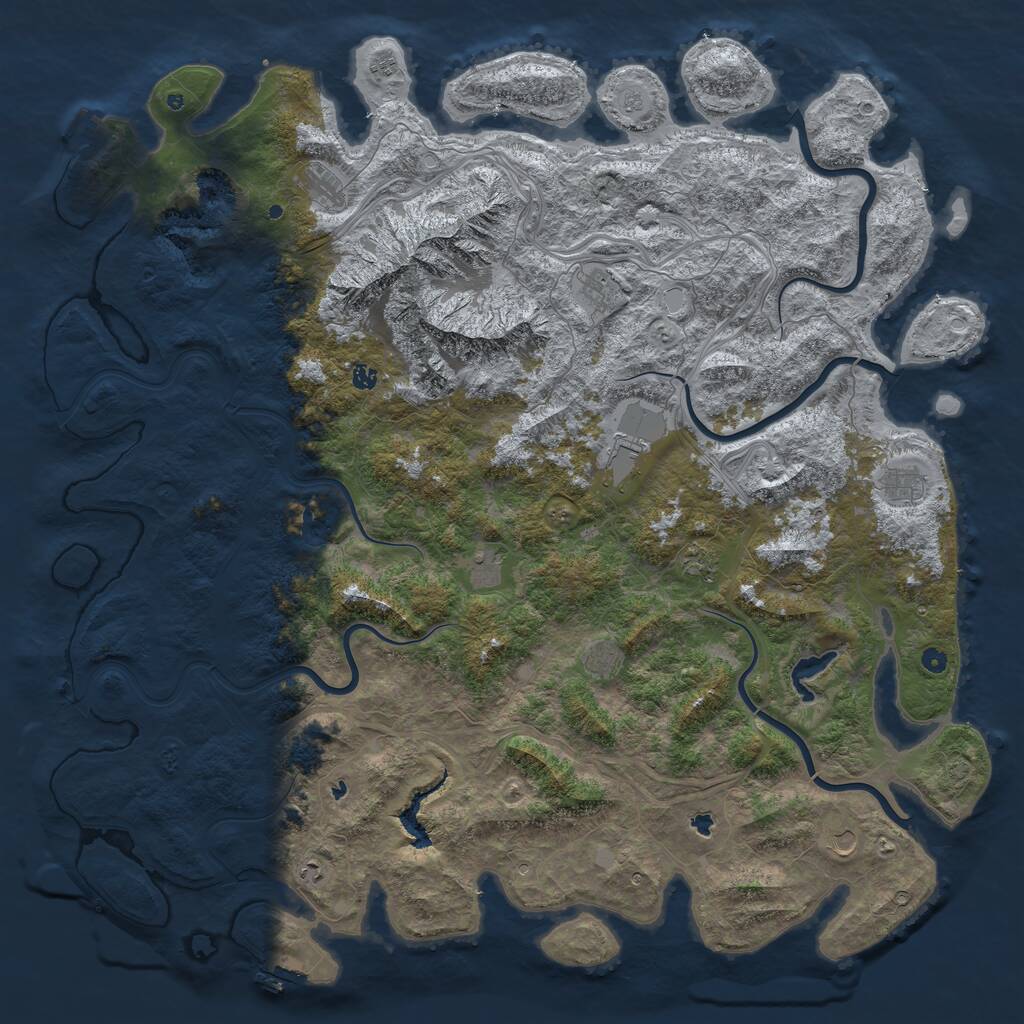 Rust Map: Procedural Map, Size: 6000, Seed: 49387, 17 Monuments