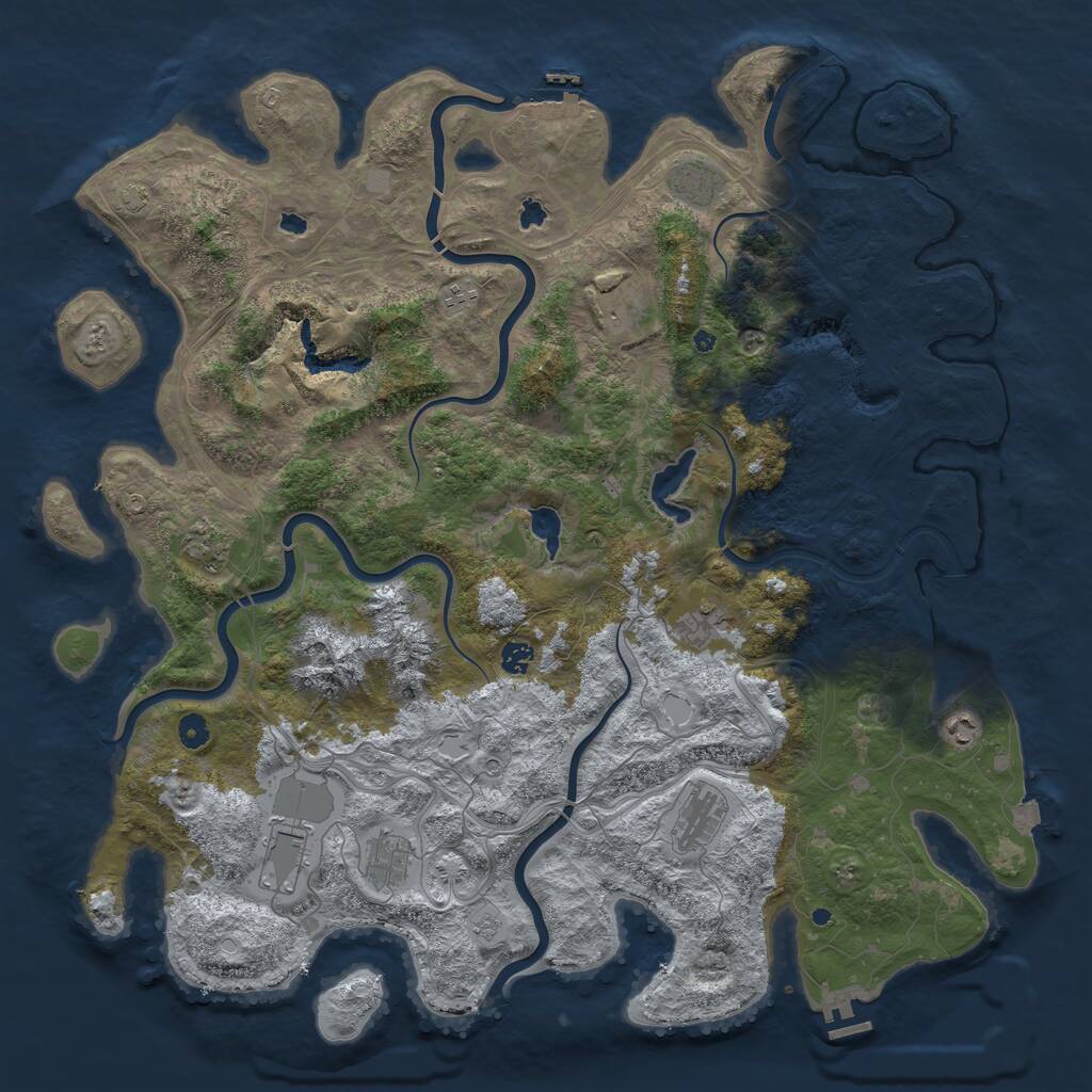 Rust Map: Procedural Map, Size: 5000, Seed: 466757535, 16 Monuments