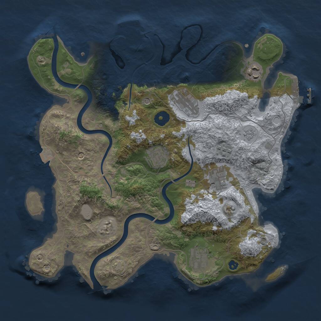 Rust Map: Procedural Map, Size: 3300, Seed: 185876590, 12 Monuments