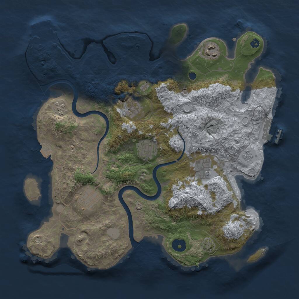 Rust Map: Procedural Map, Size: 3300, Seed: 185876590, 12 Monuments