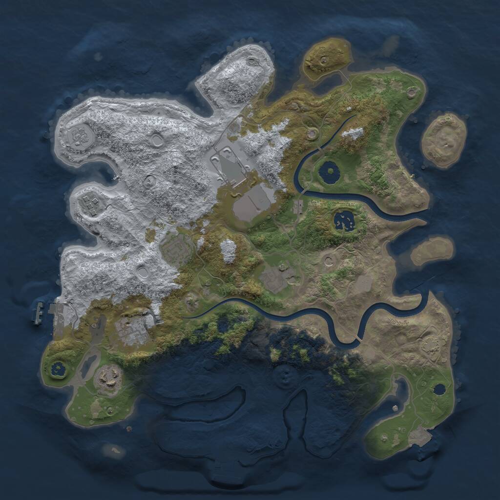Rust Map: Procedural Map, Size: 3500, Seed: 299578889, 13 Monuments